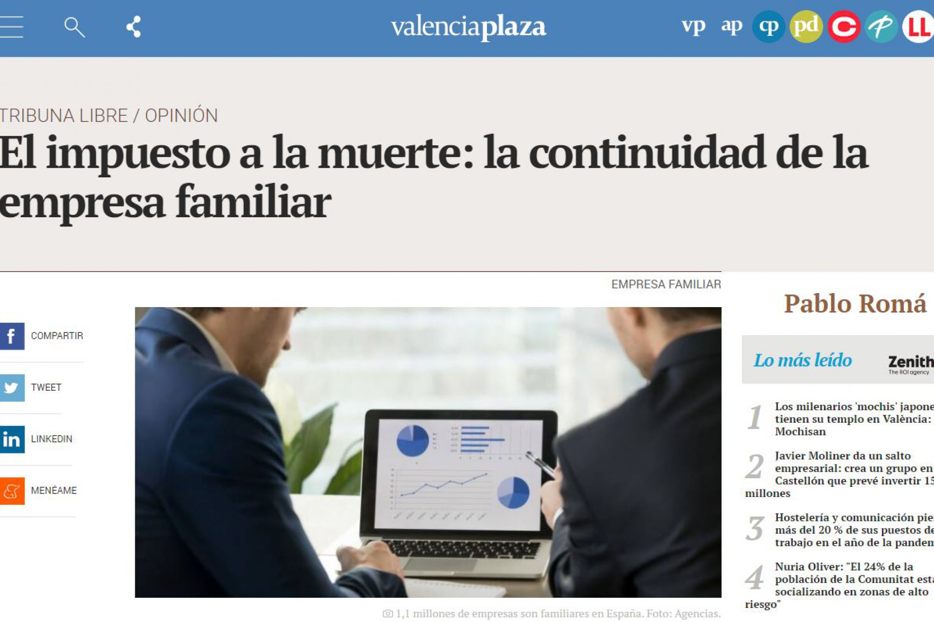 El impuesto a la muerte: la continuidad de la empresa familiar. Artículo de Pablo Romá