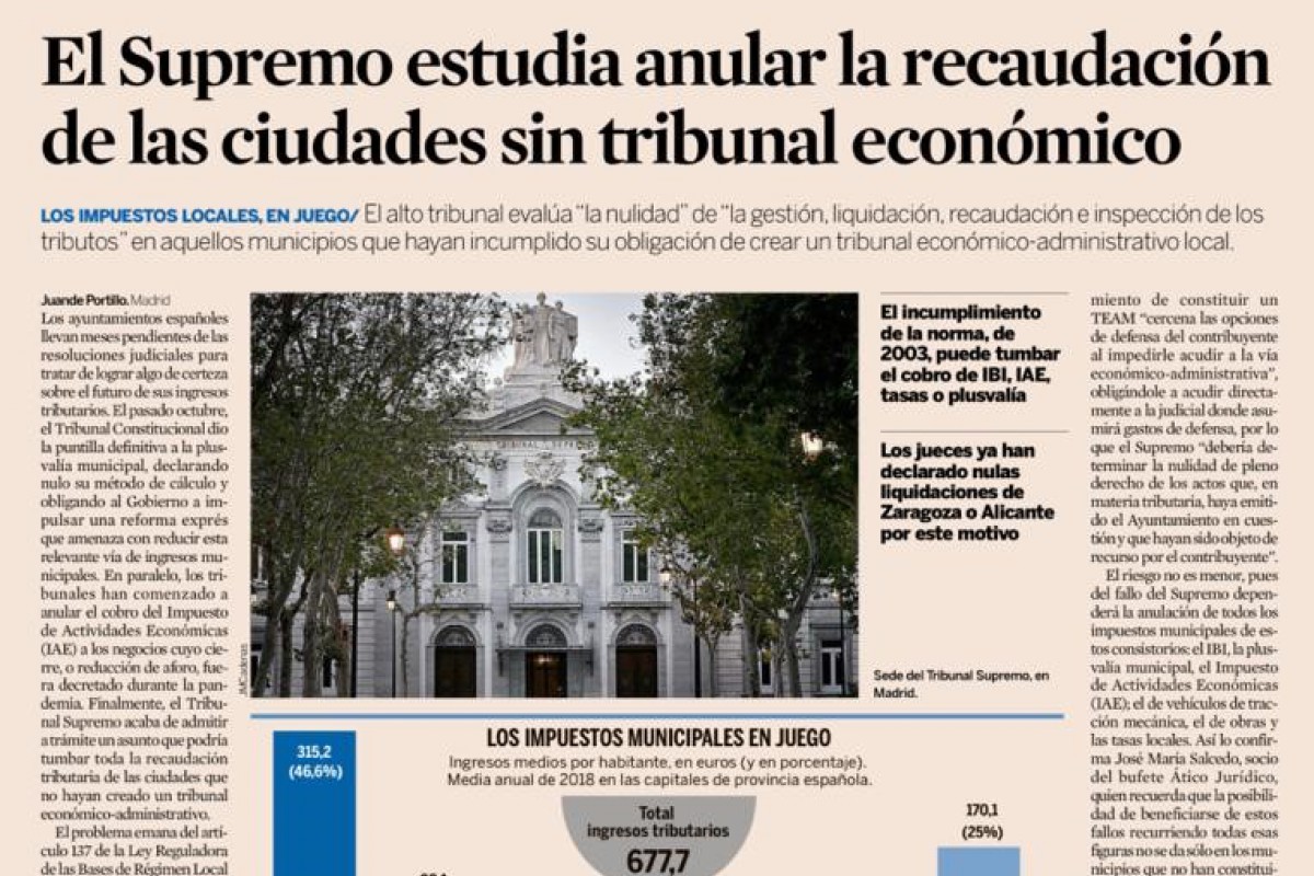 Opinamos en Expansión sobre la posible anulación por el Supremo de las recaudaciones de ciudades sin TEAM. Foto 2