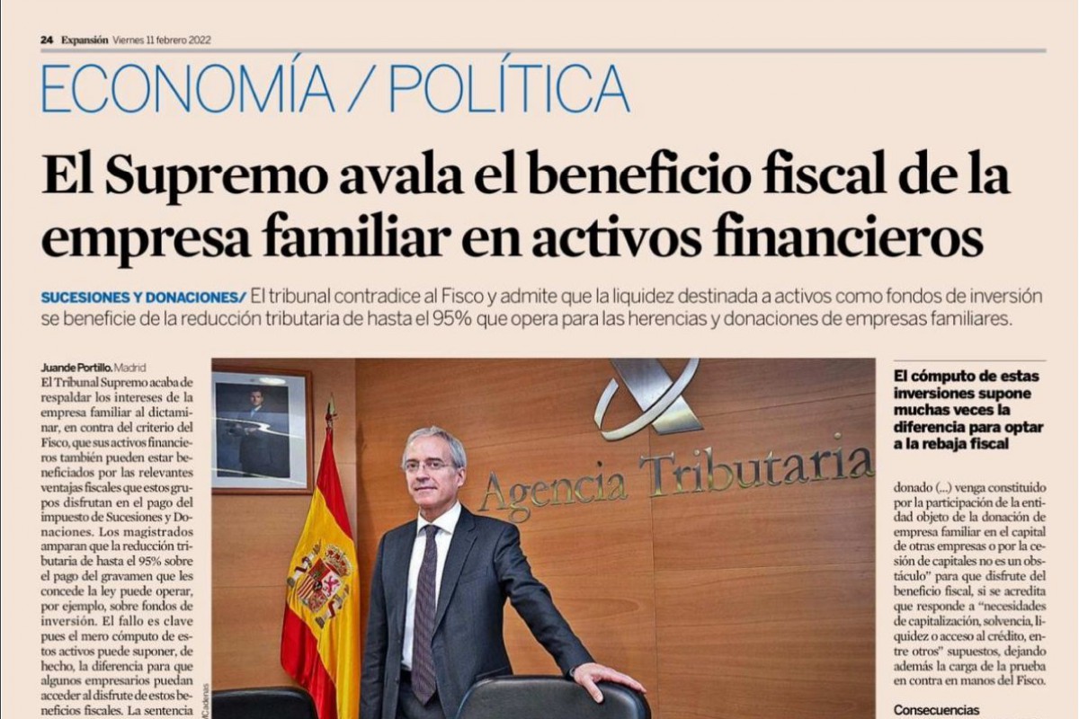 El Supremo avala el beneficio fiscal de la empresa familiar en activos financieros