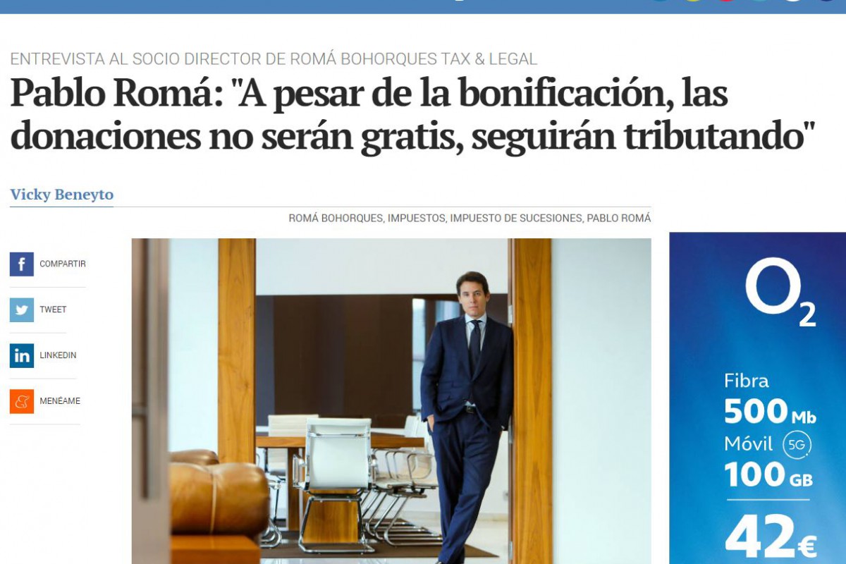 Entrevista a Pablo Romá en Valencia Plaza para analizar la bonificación de Sucesiones y Donaciones